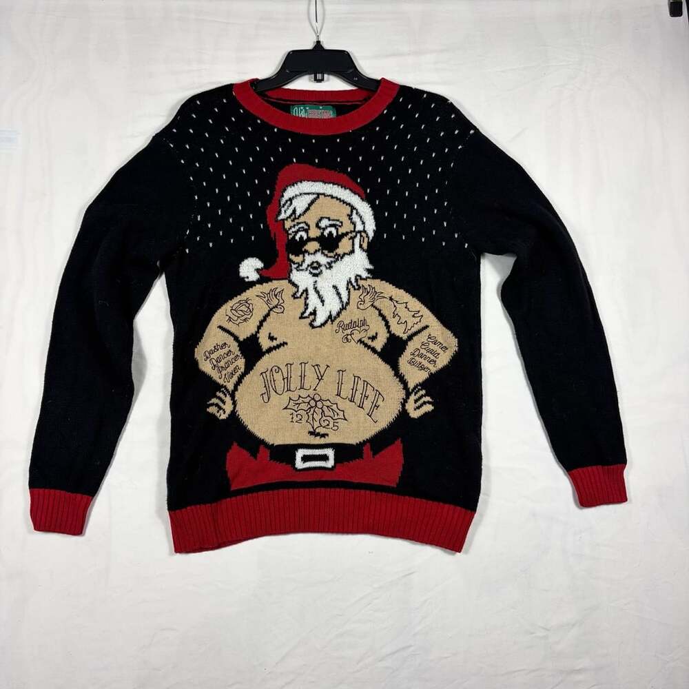 Ugly Christmas Sweater Size XL Tacky Tattoo Santa Jolly Life Holiday
